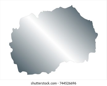 High Detailed Silver Map of Macedonia isolated on white background. editable vector illustration.