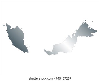 High Detailed Silver Map of Malaysia isolated on white background. editable vector illustration.