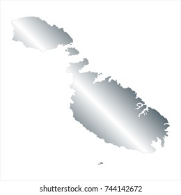 High Detailed Silver Map of Malta isolated on white background. editable vector illustration.