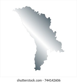 High Detailed Silver Map of Moldova isolated on white background. editable vector illustration.