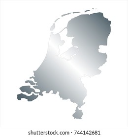 High Detailed Silver Map of Netherlands isolated on white background. editable vector illustration.