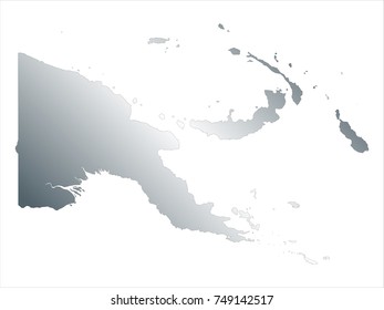 High Detailed Silver Map of Papua New Guinea isolated on white background. editable vector illustration.