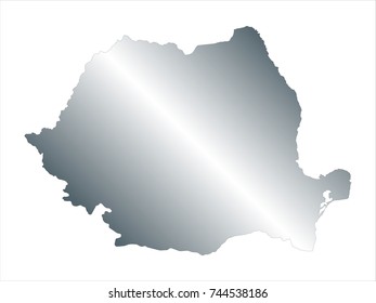 High Detailed Silver Map of Romania isolated on white background. editable vector illustration.