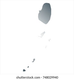 High Detailed Silver Map of Saint Vincent and the Grenadines isolated on white background. editable vector illustration.