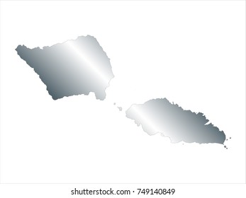 High Detailed Silver Map of Samoa isolated on white background. editable vector illustration.