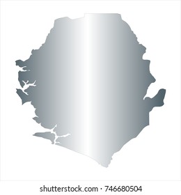 High Detailed Silver Map of Sierra Leone isolated on white background. editable vector illustration.