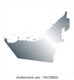 High Detailed Silver Map of United Arab Emirates isolated on white background.editable vector illustration.