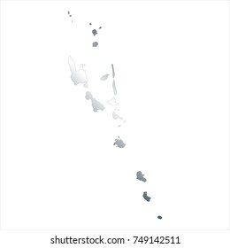 High Detailed Silver Map of Vanuatu isolated on white background. editable vector illustration.
