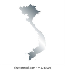 High Detailed Silver Map of Vietnam isolated on white background. editable vector illustration.