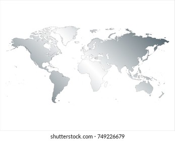 High Detailed Silver Map of world isolated on white background. editable vector illustration