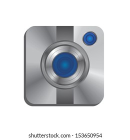 high detailed silver theme plate camera application icon