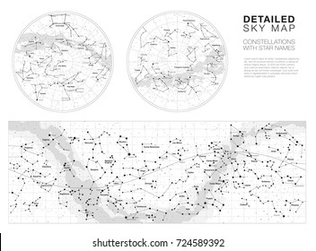 High detailed sky maps vector set