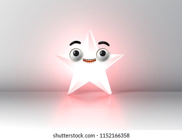 High detailed smile star, vector illustration
