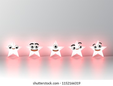 High detailed smile stars, vector illustration