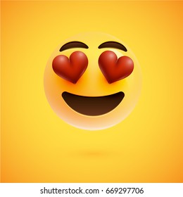 High detailed smiley on yellow background, vector illustration