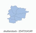 High Detailed Soft Blue Map of Andorra on White isolated background, Vector Illustration EPS 10