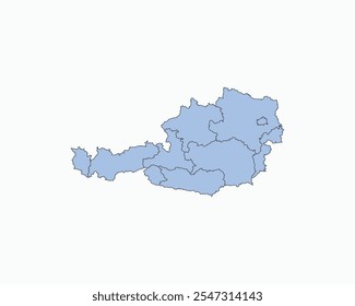 High Detailed Soft Blue Map of Austria on White isolated background, Vector Illustration EPS 10