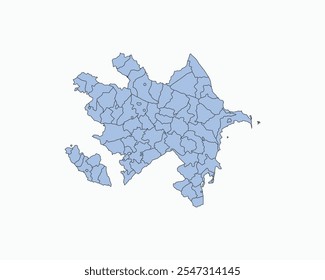 High Detailed Soft Blue Map of Azerbaijan on White isolated background, Vector Illustration EPS 10