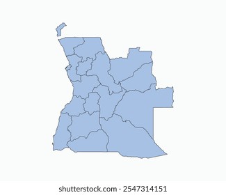 High Detailed Soft Blue Map of Angola on White isolated background, Vector Illustration EPS 10