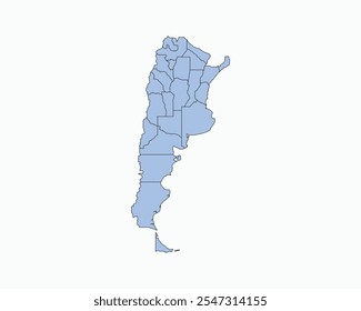 High Detailed Soft Blue Map of Argentina on White isolated background, Vector Illustration EPS 10