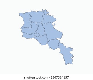 High Detailed Soft Blue Map of Armenia on White isolated background, Vector Illustration EPS 10