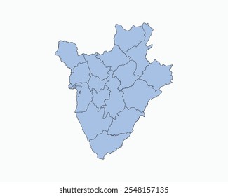 High Detailed Soft Blue Map of Burundi on White isolated background, Vector Illustration EPS 10