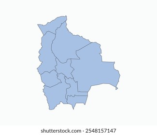 High Detailed Soft Blue Map of Bolivia on White isolated background, Vector Illustration EPS 10