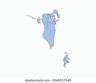 High Detailed Soft Blue Map of Bahrain on White isolated background, Vector Illustration EPS 10