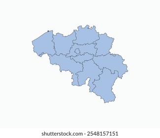 High Detailed Soft Blue Map of Belgium on White isolated background, Vector Illustration EPS 10