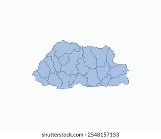 High Detailed Soft Blue Map of Bhutan on White isolated background, Vector Illustration EPS 10