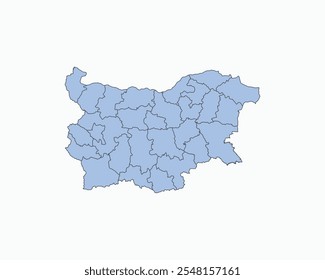 High Detailed Soft Blue Map of Bulgaria on White isolated background, Vector Illustration EPS 10