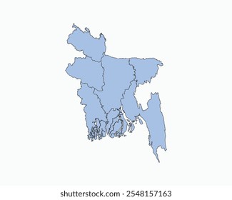 High Detailed Soft Blue Map of Bangladesh on White isolated background, Vector Illustration EPS 10