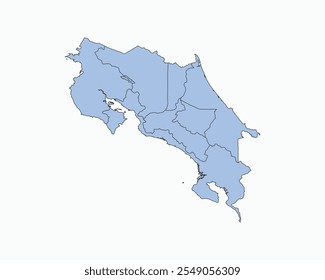 High Detailed Soft Blue Map of Costa Rica on White isolated background, Vector Illustration EPS 10