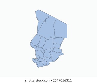 High Detailed Soft Blue Map of Chad on White isolated background, Vector Illustration EPS 10