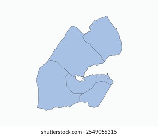 High Detailed Soft Blue Map of Djibouti on White isolated background, Vector Illustration EPS 10