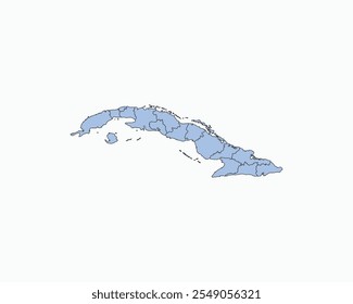 High Detailed Soft Blue Map of Cuba on White isolated background, Vector Illustration EPS 10