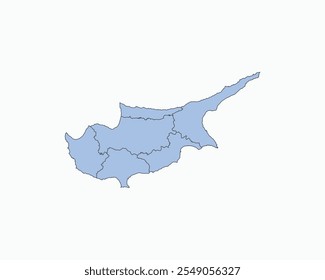 High Detailed Soft Blue Map of Cyprus on White isolated background, Vector Illustration EPS 10