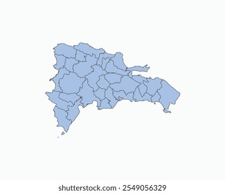 High Detailed Soft Blue Map of Dominican Republic on White isolated background, Vector Illustration EPS 10