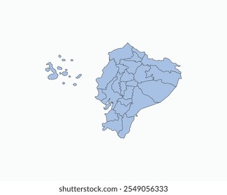 High Detailed Soft Blue Map of Ecuador on White isolated background, Vector Illustration EPS 10