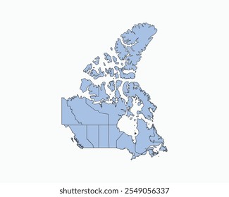 High Detailed Soft Blue Map of Canada on White isolated background, Vector Illustration EPS 10