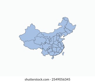 High Detailed Soft Blue Map of China on White isolated background, Vector Illustration EPS 10