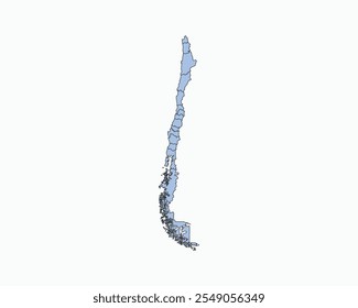 High Detailed Soft Blue Map of  Chile on White isolated background, Vector Illustration EPS 10