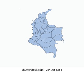 High Detailed Soft Blue Map of Colombia on White isolated background, Vector Illustration EPS 10