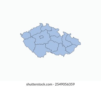 High Detailed Soft Blue Map of Czech Republic on White isolated background, Vector Illustration EPS 10