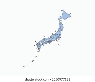 High Detailed Soft Blue Map of Japan on White isolated background, Vector Illustration EPS 10