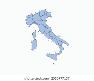 High Detailed Soft Blue Map of Italy on White isolated background, Vector Illustration EPS 10