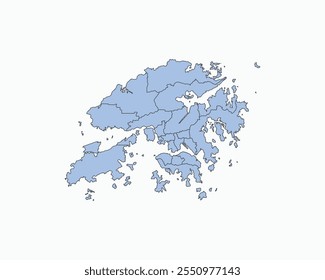 High Detailed Soft Blue Map of Hong Kong on White isolated background, Vector Illustration EPS 10