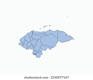 High Detailed Soft Blue Map of Honduras on White isolated background, Vector Illustration EPS 10