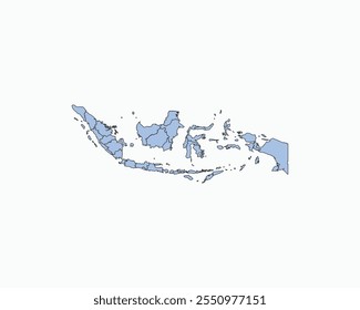 High Detailed Soft Blue Map of Indonesia on White isolated background, Vector Illustration EPS 10