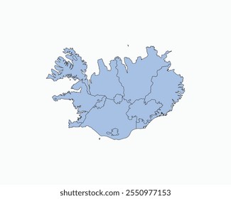 High Detailed Soft Blue Map of Iceland on White isolated background, Vector Illustration EPS 10